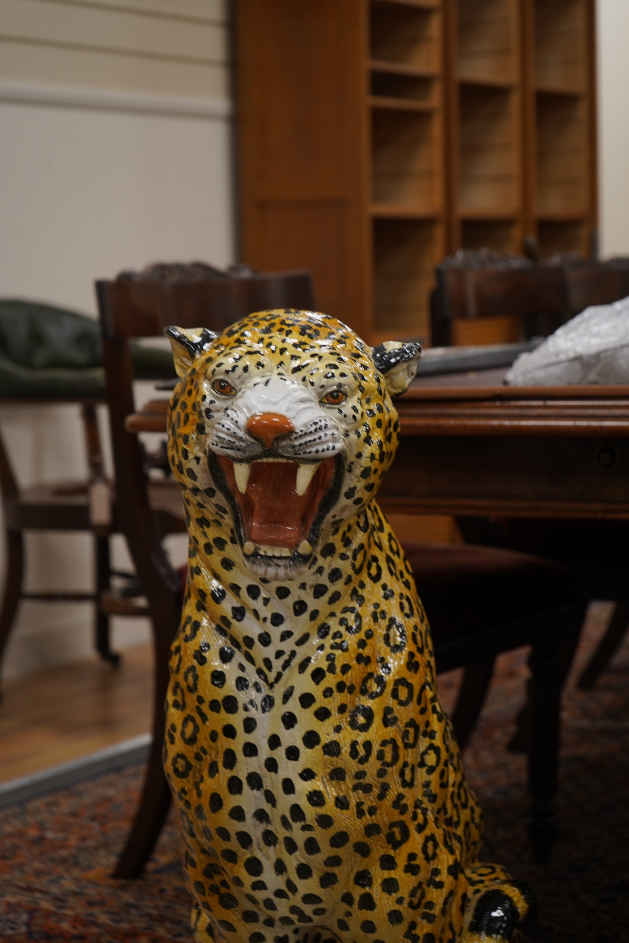 A large Italian terracotta leopard, 1960's Bassario del Grappa, Lenci School, 83cm high